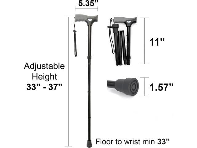 FSA/HSA Eligible, Vaunn Medical Easy Grip Height Adjustable Folding Cane/Walking Stick with Strap/Pouch- Compact, Portable, and Safe Walking...