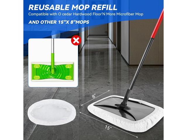 8'x15' Mop Replacement Head Compatible with O Cedar Hardwood Floor'N More Microfiber Mop- Reusable Mop Pads Refill Cotton Cloth Mop Covers for Wet...