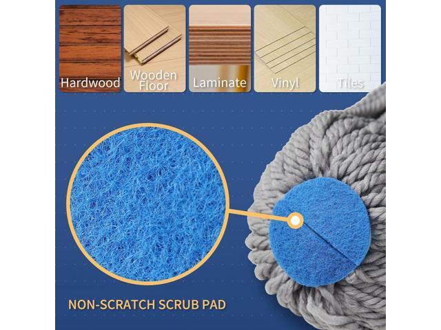 BOOMJOY Self Wringing Mop for Floor Cleaning, Long Handled Twist Mop with Scouring Pad for Kitchen Hardwood Vinyl Tile Laminate Home Office