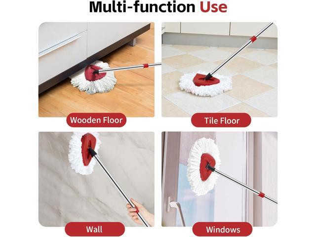 Spin Mop Head, Base, Handle Replacement for O-Ceda EasyWring Microfiber Spin Mops, 2 Microfiber Mop Refills, 1 Triangle Head Cover and 30-58in...