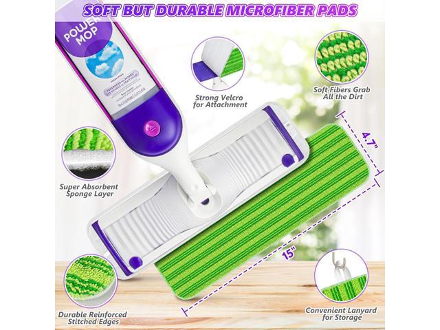 Reusable Pads Compatible with Swiffer PowerMop - SEVENMAX 15' Microfiber Power Mop Refills Pads Spray Mop Replacement Heads Cloths Washable Dry Wet...