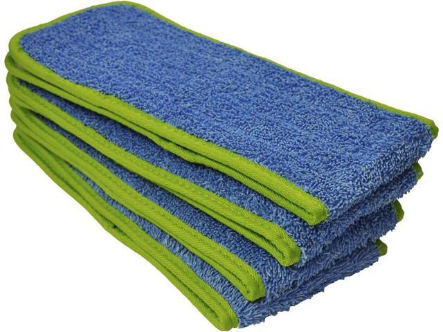 Super Absorbent Microfiber Wet Mop Pad Refills with Hook & Loop Backing for Home & Commercial Use, Washable & Reusable, Pull Tab for Easy Removal,...
