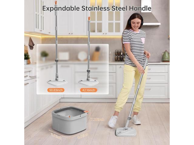 KZKR Spin Mop and Bucket Set with Self Separation Dirty and Clean Water System, Self Wringing 360° Rotating Square Mop Head for Home Floors...