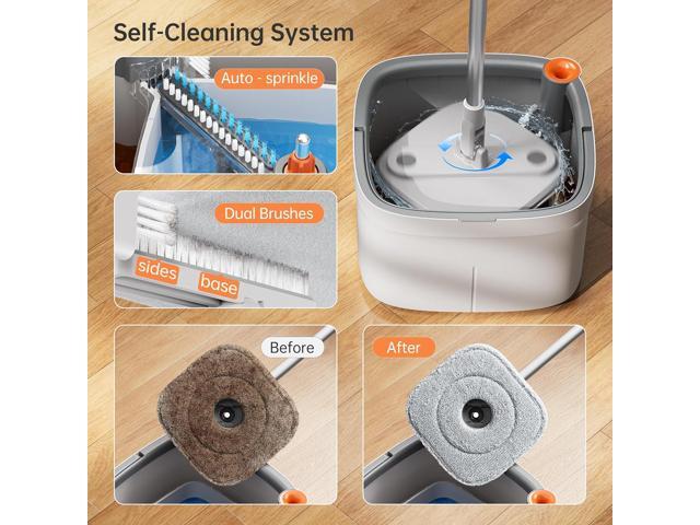 KZKR Spin Mop and Bucket Set with Self Separation Dirty and Clean Water System, Self Wringing 360° Rotating Square Mop Head for Home Floors...