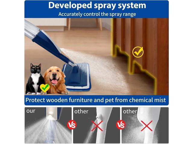 Mops for Floor Cleaning Wet Spray Mop with 14 oz Refillable Bottle and 3 Washable Microfiber Pads Home or Commercial Use Dry Wet Flat Mop for...