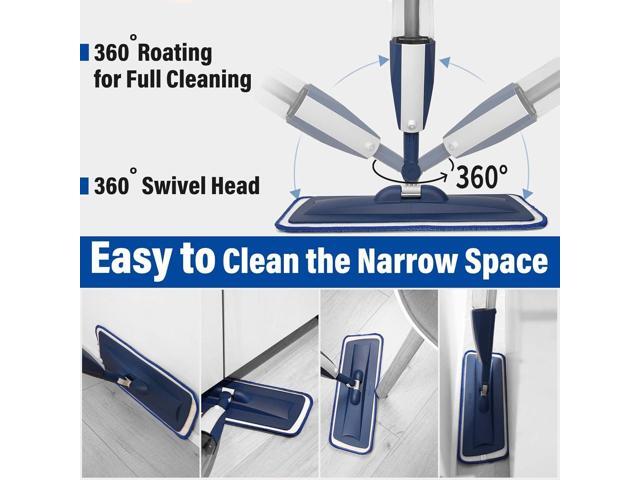 Mops for Floor Cleaning Wet Spray Mop with 14 oz Refillable Bottle and 3 Washable Microfiber Pads Home or Commercial Use Dry Wet Flat Mop for...