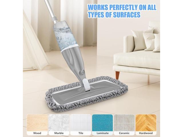 Microfiber Spray Mops for Floors Cleaning: EXEGO Dust Mop Wet Mop with 3 Washable Resuable Pads -440ML Refillable Bottle and 1 Scraper - Flat Floor...