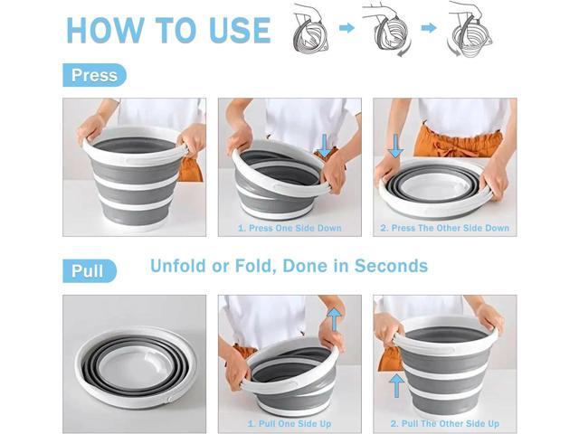 2-Pack Collapsible Buckets - 2.6 Gallon (10L) Large Capacity, Essential for RV, Garden Cleaning, Car Washing, Camping, Fishing, Multi-Purpose...