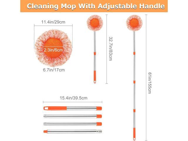 61 in Adjustable Cleaning Mop, Dolodomy 180° Rotatable Mops for Floor Cleaning with 4 Reusable Heads, 2 Fabrics Wall Mop for Floor Door Window...