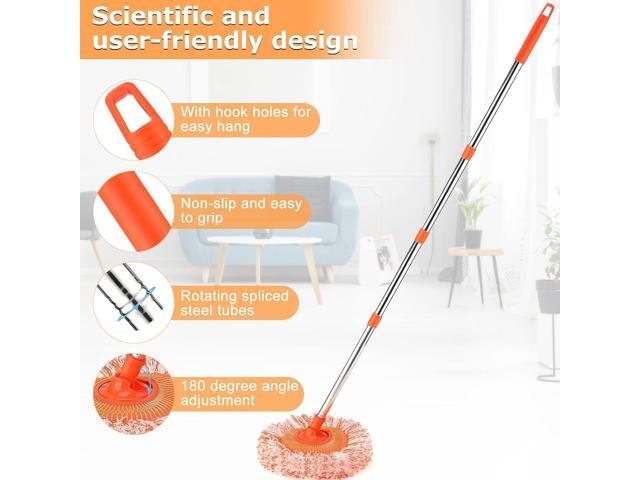 61 in Adjustable Cleaning Mop, Dolodomy 180° Rotatable Mops for Floor Cleaning with 4 Reusable Heads, 2 Fabrics Wall Mop for Floor Door Window...