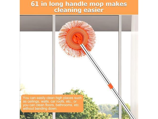 61 in Adjustable Cleaning Mop, Dolodomy 180° Rotatable Mops for Floor Cleaning with 4 Reusable Heads, 2 Fabrics Wall Mop for Floor Door Window...