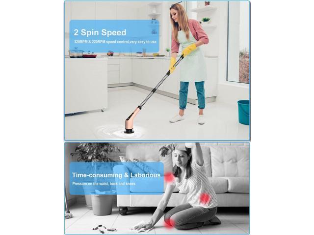 Leebein Electric Spin Scrubber, Cordless Powerful Scrub Brush for Cleaning Bathroom, Kitchen, Shower Tub and Floor Tile with Adjustable Extension...