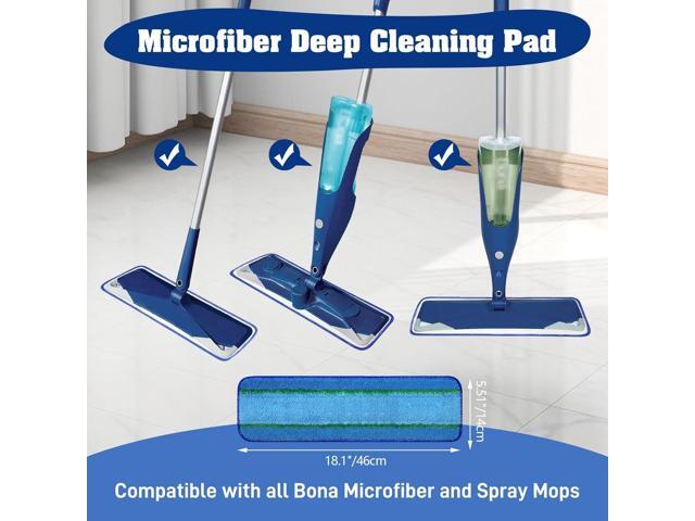 8 Pack 18Inch Deep Cleaning Replacement Pads Compatible with Bona Family of Mops, Premium Microfiber Floor Mop for Hardwood Floors and...