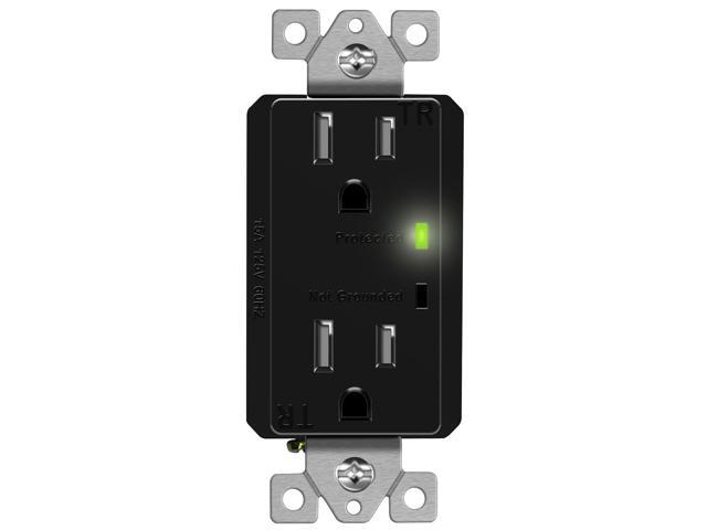 TOPGREENER Surge Protector Receptacle with Grounding Indicator, Child Safe, Tamper-Resistant, Self-Grounding, 1500 Joules, 2-Pole, 15A 125V, UL...