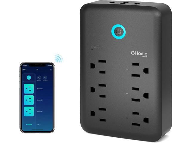 GHome Smart Plug Outlet Extender, USB Wall Charger with 3 Individual Smart Outlets and 3 Smart USB Ports, Works with Alexa Google Home, Surge...