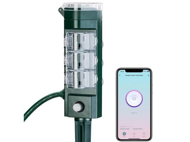 HBN Outdoor Smart Plug Waterproof with 6 Outlets,WiFi Power Stake Timer with 6Ft Cord,Outdoor Outlet Timer for Patio Lights,Compatible with Alexa &...