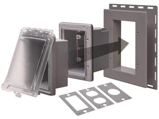 TayMac MR420CG 1-Gang Recessed Enclosure Extra Duty, 6-in-1 Nonmetallic Weatherproof in-Use Cover, Horizontal/Vertical, Gray