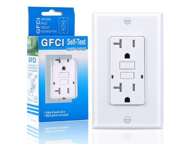 20 Amp GFCI Outlet, Tamper-Resistant GFI Receptacle with LED Indicator, Self-Test Ground Fault Circuit Interrupter, Decorator Wall Plates and...
