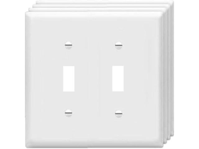 Toggle Light Switch Wall Plates 2-Gang Switch Electrical Cover Plate Unbreakable Thermoplastic Faceplate, White (4 Pack)