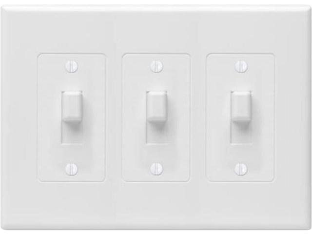 TayMac 2673W 3-Gang MASQUE Decorator Cover, Toggle, White