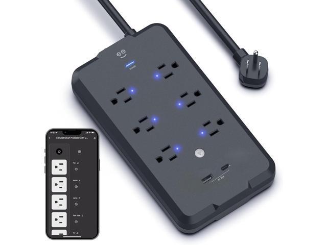 Geeni Smart Plug Power Strip, 6 Outlets and 2 USB Ports, 6 ft. Cord, Surge Protector with Voice Control, WiFi Control, Compatible with Alexa &...