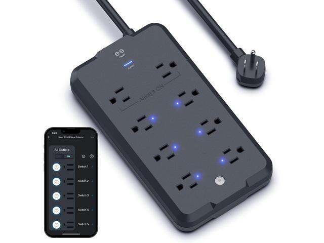 Geeni Surge Ultra Smart 8-Outlet Surge Protector 6 Smart Outlets, 2 Always-On Outlets, 6 ft Cord, WiFi & Voice Control with Alexa/Google, 1200...