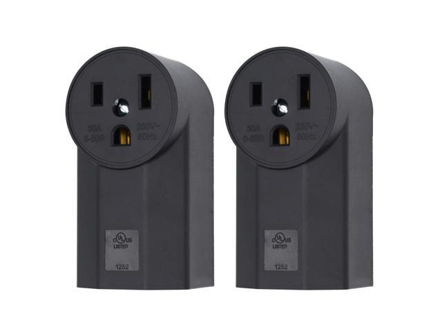 Micmi NEMA 6-50R Receptacle 2-Pole 3-Wire Surface Mount Power Receptacle 250V 50A UL Listed, Black 2 Pack (NEMA 6-50R)