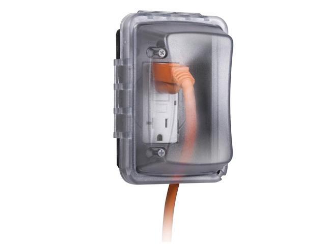 TayMac MM410CA Weatherproof Nonmetallic Standard Depth In-Use Device Cover, 16-in-1 Configurations, Single Gang, Round Box Adapter Plate,...