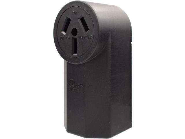 AIDA 50 Amp 125/250 Volt 10-50R 3-Pole, 3-Wire Surface Mount Power Dryer Receptacle Outlet, Back Wire, AL/CU, UL Listed, 030706
