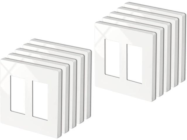 BESTTEN 2 Gang Screwless Wall Plate, 10 Pack, USWP4 Off White Series, Decorative Outlet Cover, H4.69 x W4.73, Light Switch Cover, Double Gang...