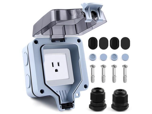 Delgada Outdoor Electrical Outlet with Cover 15A 125V Waterproof Power Socket Box 15 Amp Outside Plug Receptacle Outlet Box with NPT 1/2' Cable...