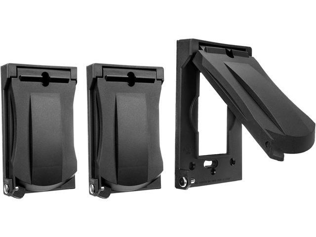 [3 Pack] BESTTEN Outdoor Outlet Cover for GFCI and Decor Receptacle, Weather Proof, Vertical/Horizontal Auto-Closing Lid, UL Listed, Black, H4.65 x...