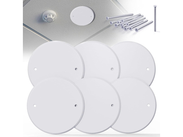 3 Pcs Smoke Detecte Cover Plate, 5 Inch Metal Round Blank Ceiling Cover Plate, Junction Box Covers For Outlet And Wall Light Hole, Electrical Box...
