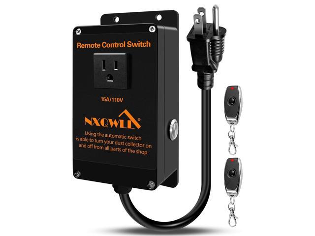 110V Wireless Remote Control, Dust Collector Starter Outlet Switch with 1.64FT Power Cord and Manual Switch, Remote Starter Switch with 2 Keys 50m...