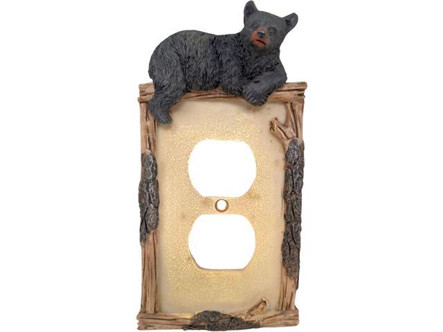 BestGiftEver Black Bear on Logs Duplex Outlet Cover Wall Plate for Cabin Lodge Style Home Decor Ideal for Nature and Wildlife Lover