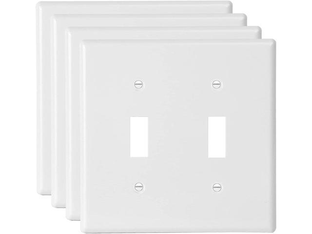 Toggle Light Switch Wall Plate Cover Double Switch Plate 2-Gang Decor Electrical Switch Faceplate, White (4-Pack)