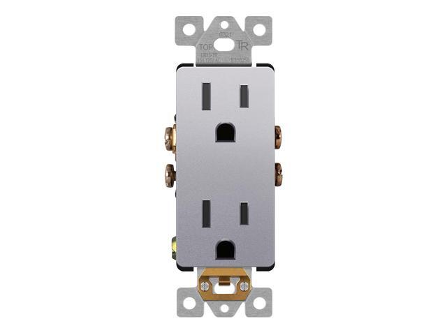 LIDER Matte Finish Decorator Receptacle with Interchangeable Face Cover, Child Safe Tamper-Resistant Wall Outlet, Commercial Grade, Self-Grounding,...