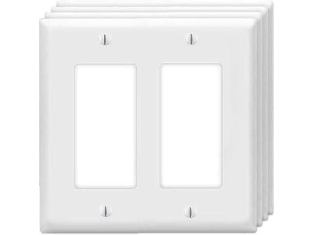Decorator Wall Plates 2-Gang Switch Outlet Electrical Cover Plate Unbreakable Thermoplastic Faceplate for Light Receptacle Outlet Switch, White (4...