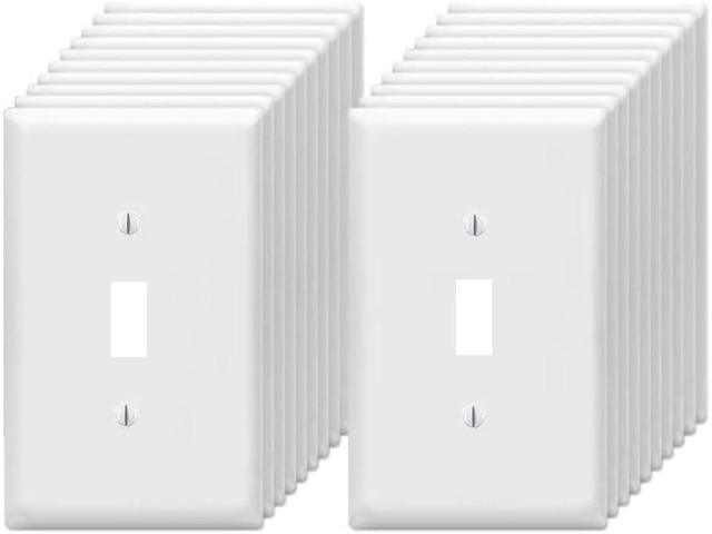 Toggle Light Switch Wall Plates 1-Gang Switch Electrical Cover Plate Unbreakable Thermoplastic Faceplate, White (20 Pack)