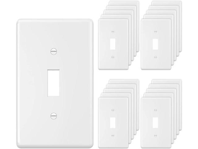 Toggle Light Switch Wall Plate Cover Single Switch Wall Plate 1-Gang Electrical Faceplate, White (20-Pack)