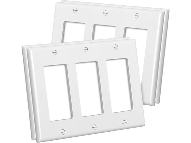 CML 3-Gang Decorator Wall Plates, 4 Pack Electrical Outlet Receptacle Covers and Switch Plates, Standard Size 4.5x6.38, Impact Resistant, UL...
