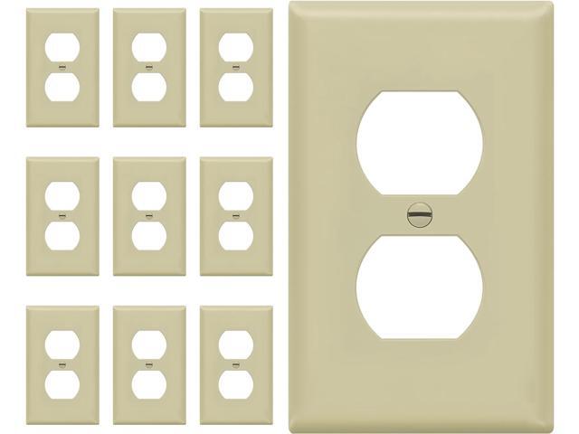 Duplex Wall Plates Kit by Enerlites 8821-I Home Electrical Outlet Cover, 1-Gang Standard Size, Unbreakable Polycarbonate Material, Ivory- 10 Pack...