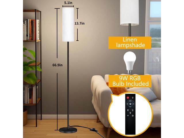 Smart LED Floor Lamp with APP Control & RGB Colors - Dimmable Standing Lamp for Living Room, Bedroom, Gaming - Remote, Timer, 9W Bulb Included, 67'...