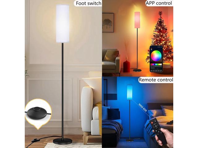Smart LED Floor Lamp with APP Control & RGB Colors - Dimmable Standing Lamp for Living Room, Bedroom, Gaming - Remote, Timer, 9W Bulb Included, 67'...