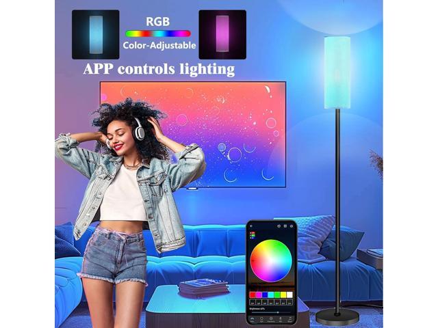 Smart LED Floor Lamp with APP Control & RGB Colors - Dimmable Standing Lamp for Living Room, Bedroom, Gaming - Remote, Timer, 9W Bulb Included, 67'...