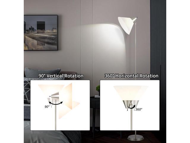 HonoDing Floor Lamp Standing Lamp Adjustable Head Arcylic Shade Floor Lamps for Living Room/Office/Bedroom (Satin Nickel)