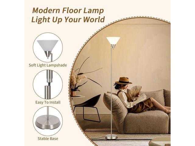 HonoDing Floor Lamp Standing Lamp Adjustable Head Arcylic Shade Floor Lamps for Living Room/Office/Bedroom (Satin Nickel)