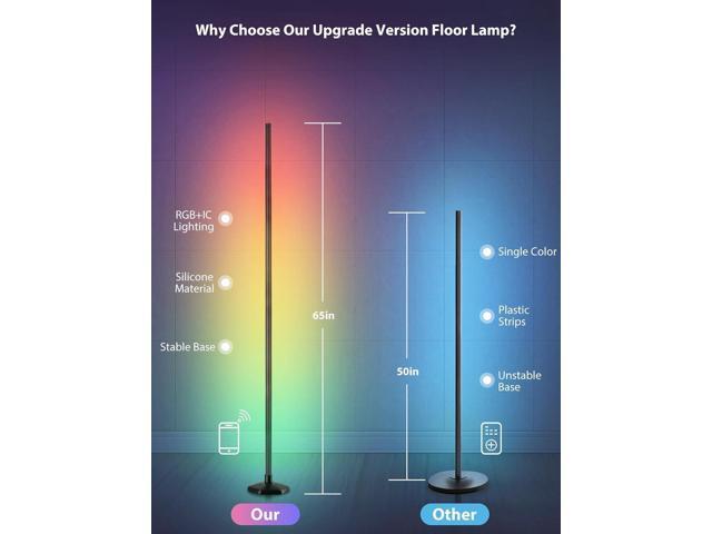 2PCS RGB Floor Lamp, Bluetooth APP and Remote Control 65' Smart Modern Standing Lamp Music Sync 16 Million DIY Colors Changing LED Floor Lamp with...