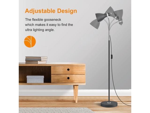 LEPOWER Floor Lamp, Metal Standing Lamp with Adjustable Gooseneck, Heavy Metal Base, Reading Pole Lamp for Office, Black Floor Lamps for Bedroom,...