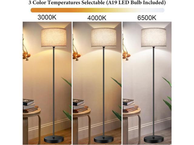 TOBUSA 65 Floor Lamp for Living Room Bedroom with 3CCT LED Bulb, Modern Standing Lamp Drum Shade, Standing Lamp with Foot Switch Black Pole,...